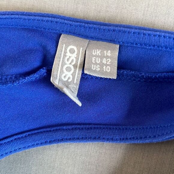 ASOS Sleeveless Blue Mermaid Style Midi Dress Size 10 - Picture 7 of 9